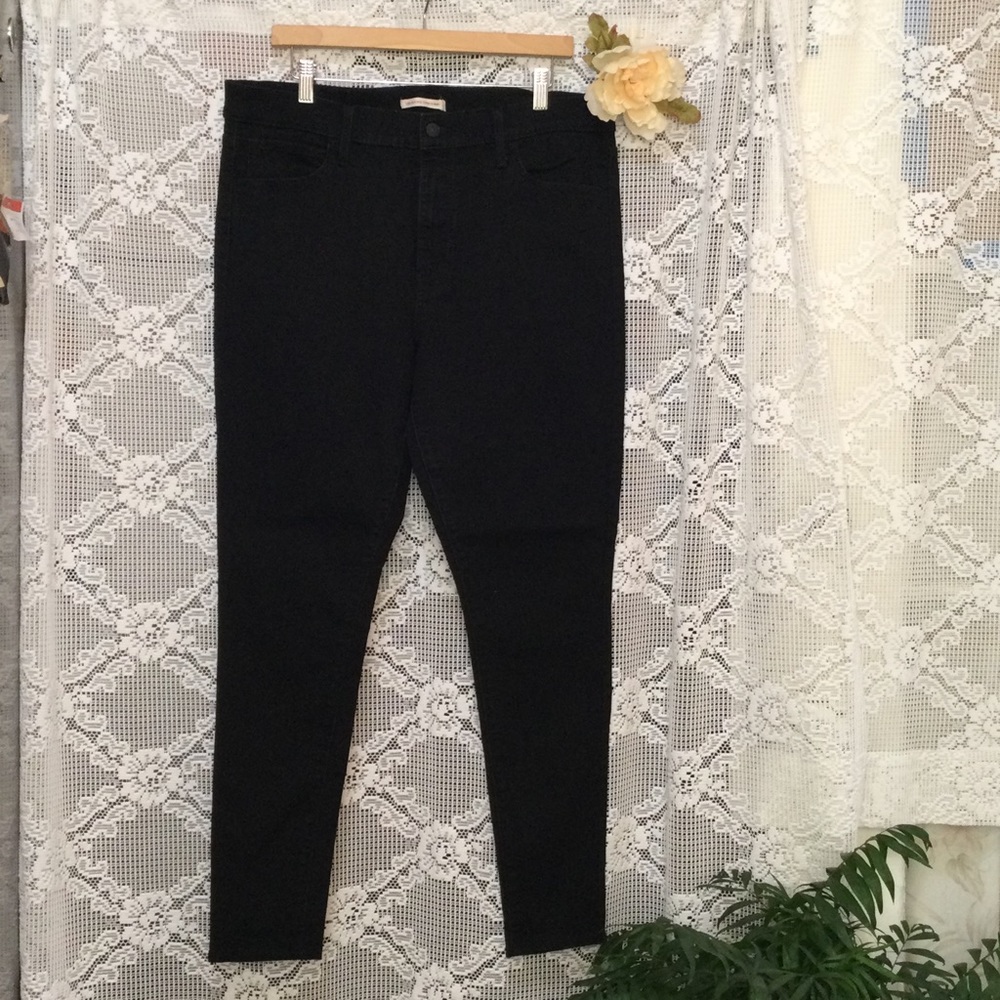 Levis Womens 720 High Rise Super Skinny Denim Black 5 Pocket Jeans Size 34